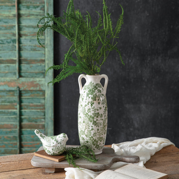 Serene Sage Vase with Handles