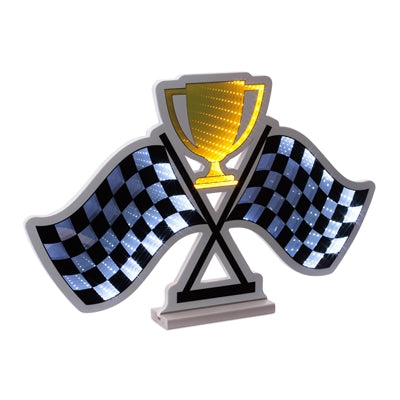 Racing Flags w/Trophy Ekkolight 25"L x 16"H Acrylic UL Plug