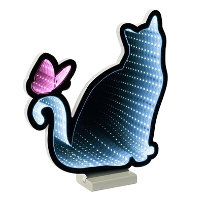Cat w/Butterfly Ekkolight 13.5”H Acrylic UL Plug