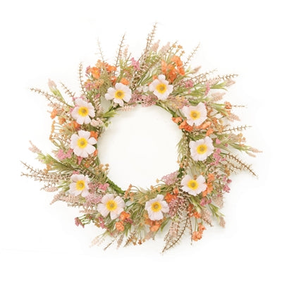 Mixed Floral Wreath 24”D Polyester/Plastic
