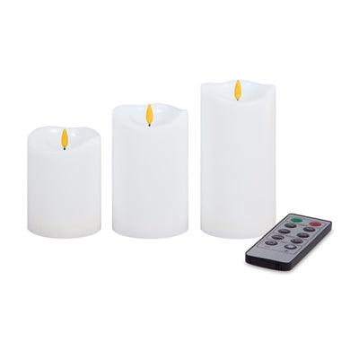 Outdoor Pillar Candle w/Remote (Set of 3) 4"H, 5"H, 6"H Plastic