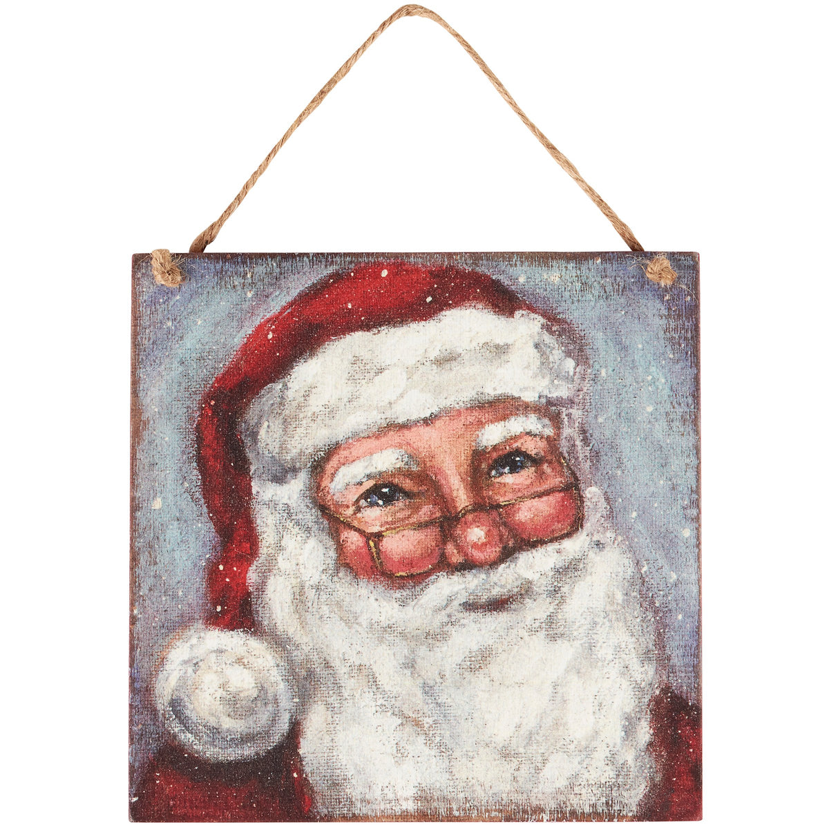 Wooden Merry Santa Portrait Mini Sign