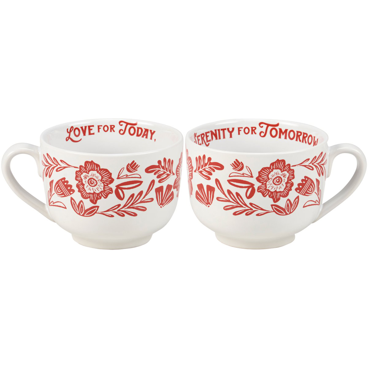 Folk Art Red Script Mug