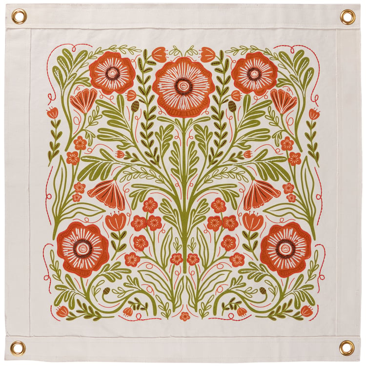 Poppies Folk Art Banner