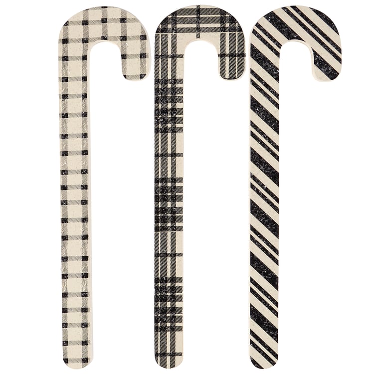 Black Plaid Candy Canes (S/3)