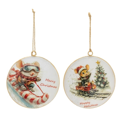 Mouse Disc Ornament (S/2)