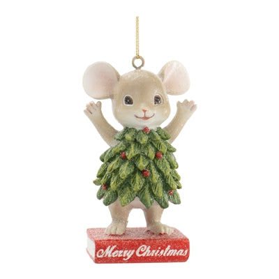 Mouse in Tree Ornament