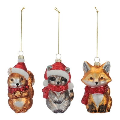 Raccoon, Squirrel and Fox Ornament (S/3)