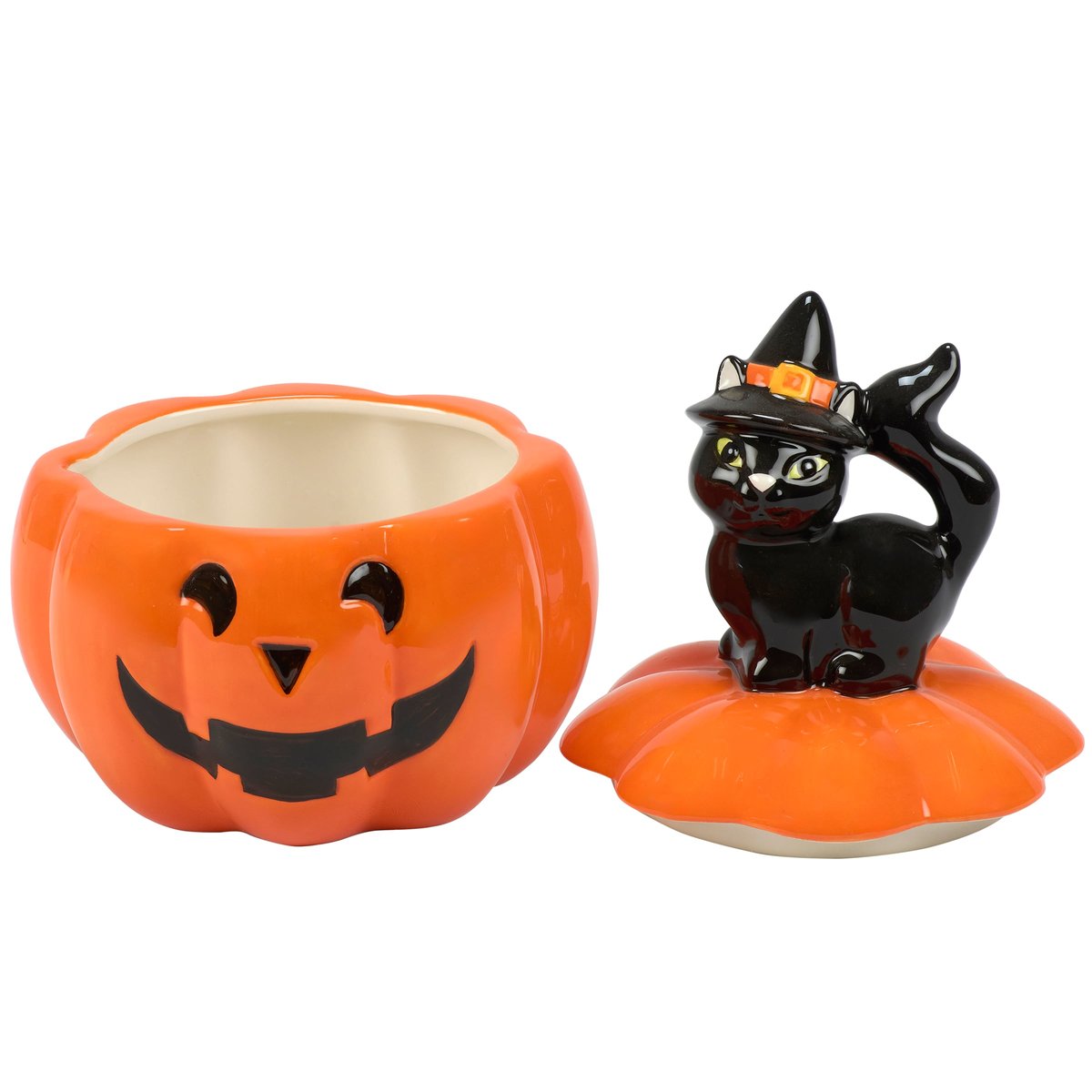 Black Cat Jack O' Lantern Jar