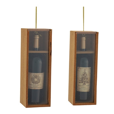 Wine Bottle in Box Ornament (S/2)