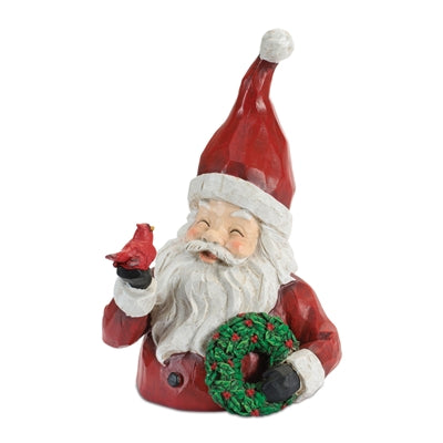 Santa Bust w/Wreath and Cardinal