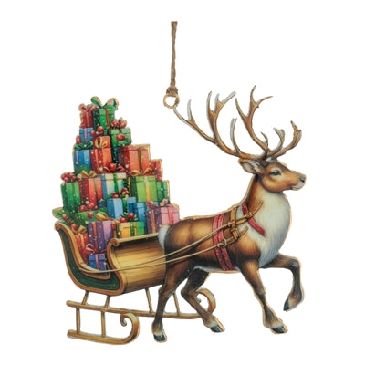 Deer w/Sleigh Ornament