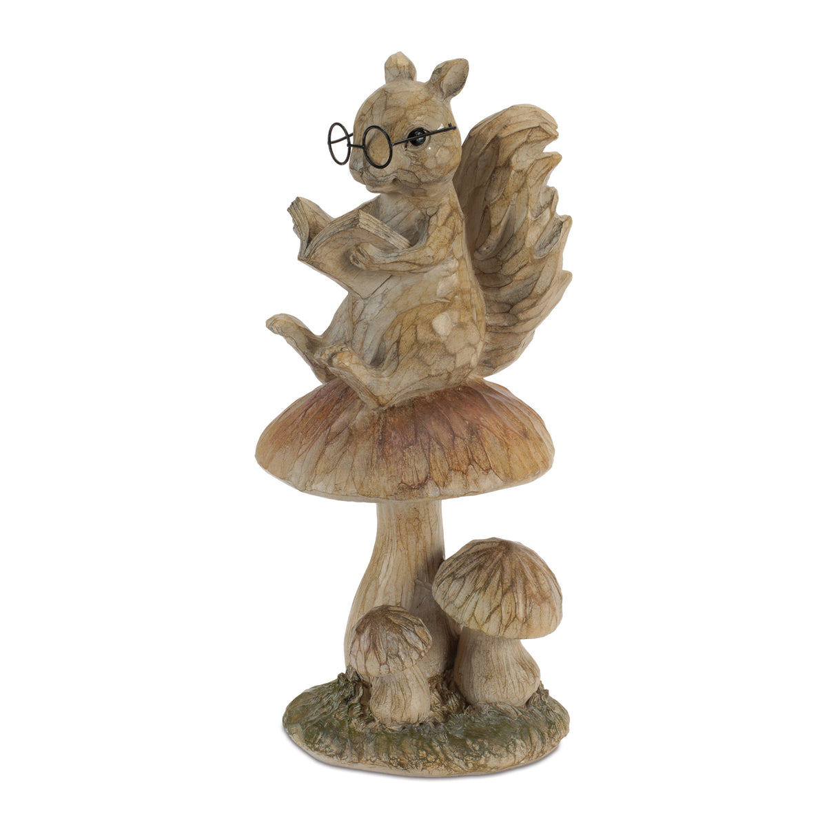 Reading Squirrel on Mushroom