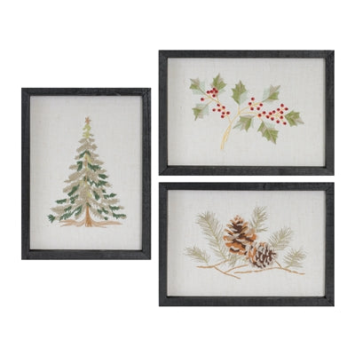 Cone/Tree/Holly Plaque (S/3)