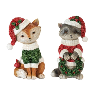 Holiday Raccoon and Fox (S/2)