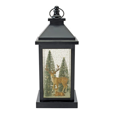 LED Snow Globe Lantern w/Deer