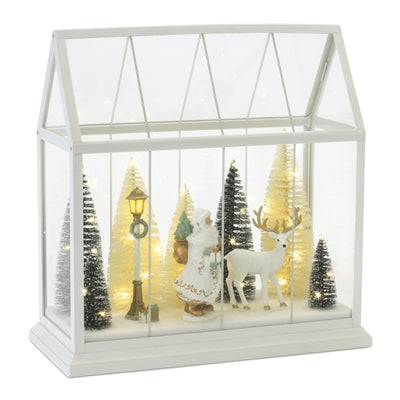 LED Greenhouse w/Santa and Deer
