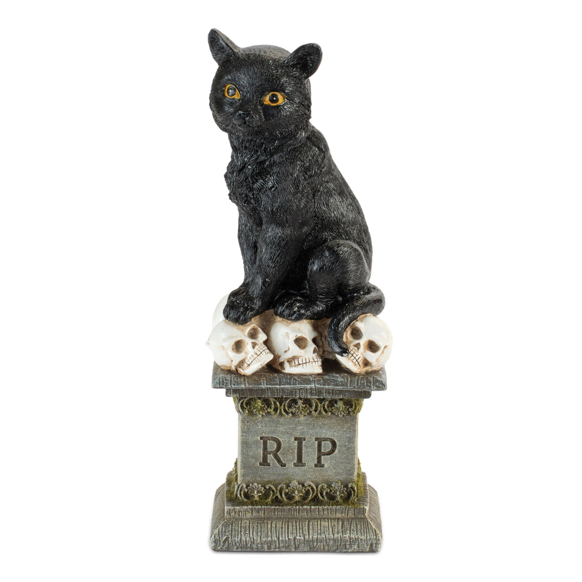 Cat on Tombstone w/Skulls