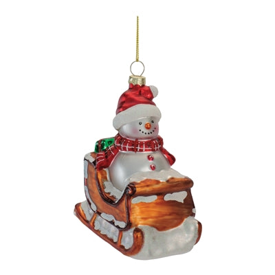 Snowman in Sleigh Ornament