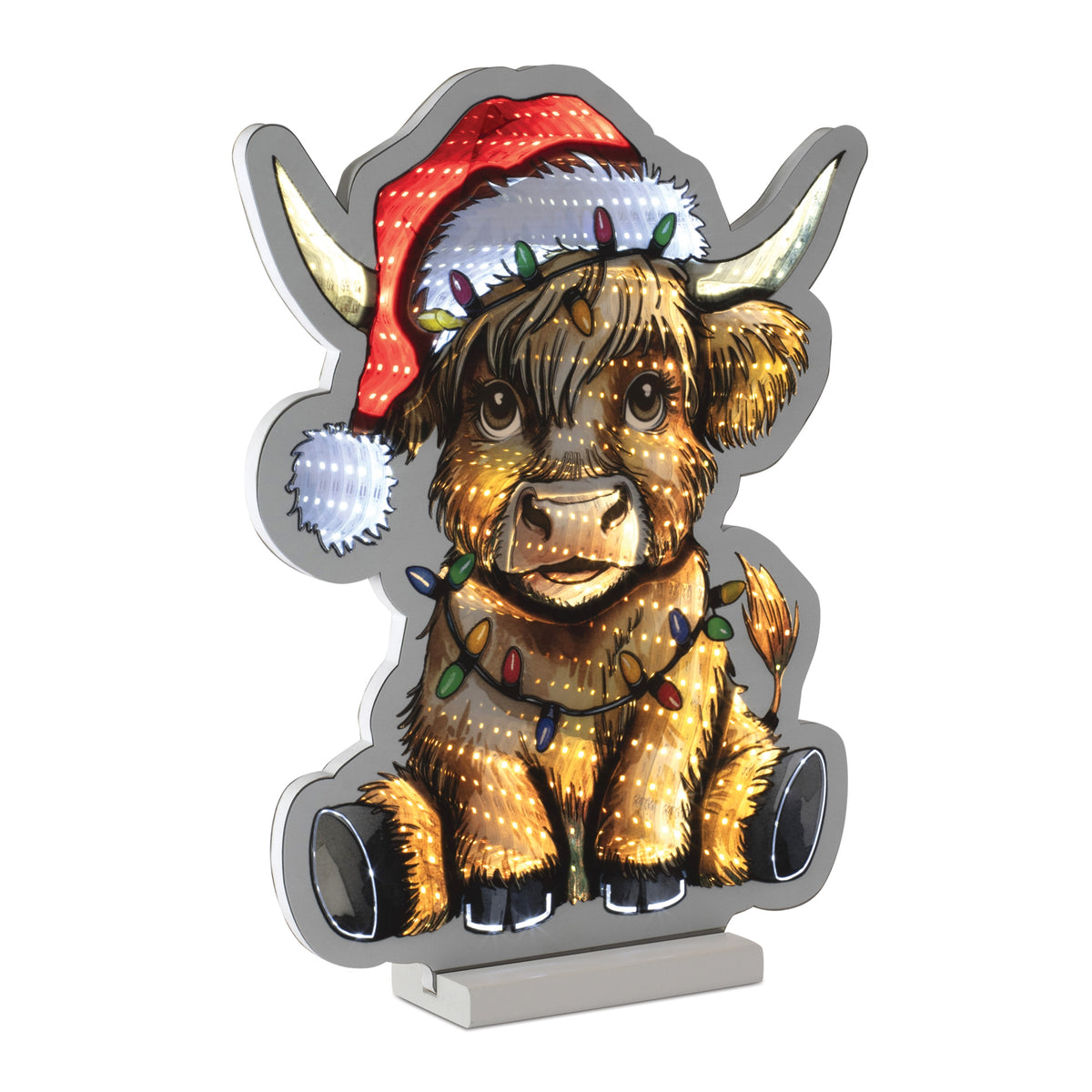 Highland Cow w/Santa Hat Ekkolight