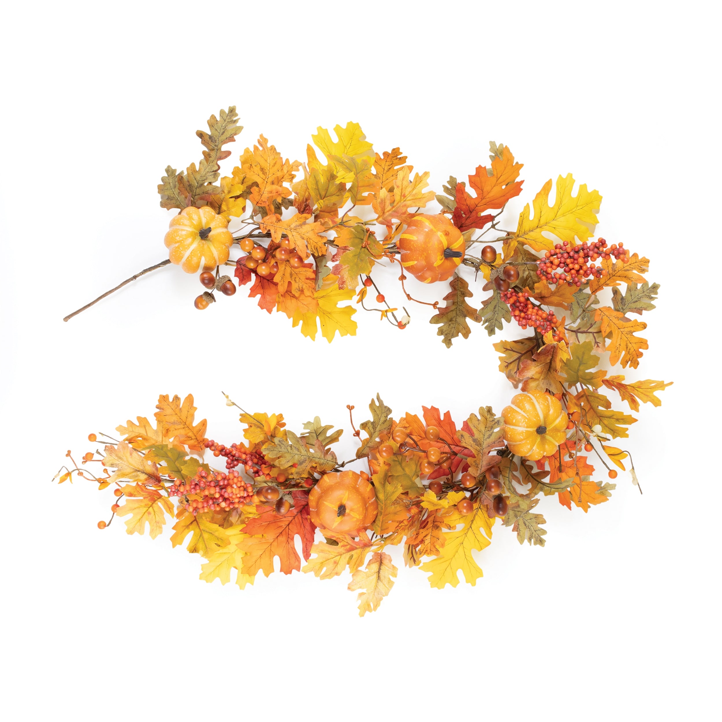 5' Mixed Fall Foliage & Pumpkin Garland