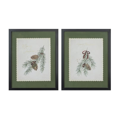 Merry Christmas w/Pine Print (S/2)