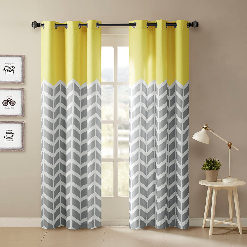 Alex Chevron Printed Room Darkening Grommet Top Panel Pair