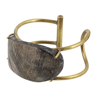 Bayan Wire Cuff with Organic Horn - Dark Horn, Brass