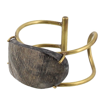 Bayan Wire Cuff with Organic Horn - Dark Horn