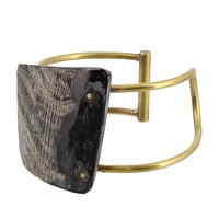 Bayan Wire Cuff with Quadrilateral Horn - Dark Horn, Brass