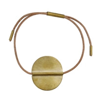 Aga Bracelet with Round Brass - Natural Leather
