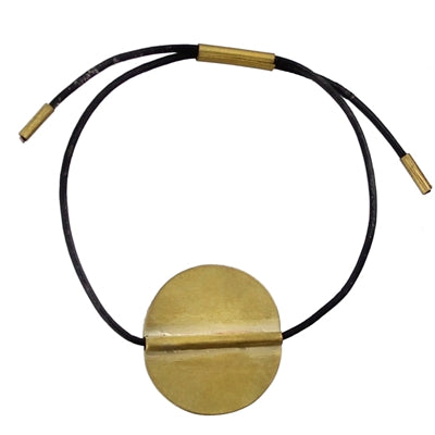 Aga Bracelet with Round Brass - Black Leather