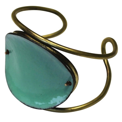 Donte Cuff, Aqua Enamel & Brass - Large Size 7