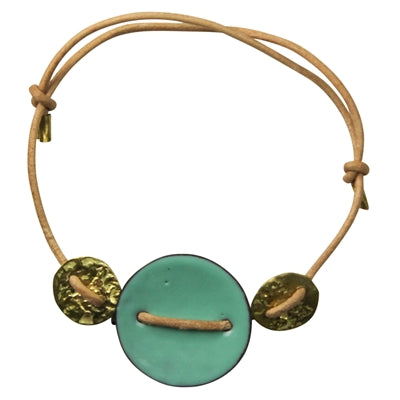 Bracelet - Threaded Discs, Aqua