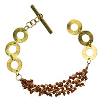 Bracelet, Brass, Carnelian Beaded Chain