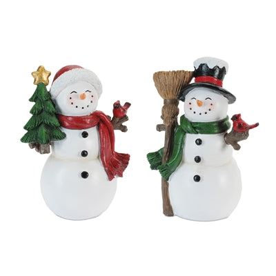 Snowman w/Broom and Tree (S/2)
