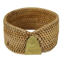 Biscayne Rattan Bangle with Brass Clasp