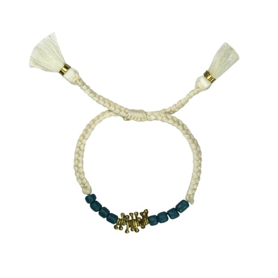 Bracelet Fringe, Blue Beads