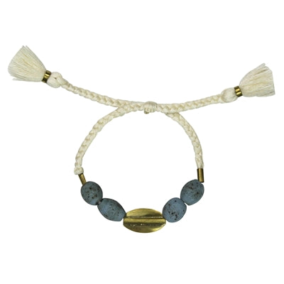 Bracelet, Brass Oval, Blue Beads