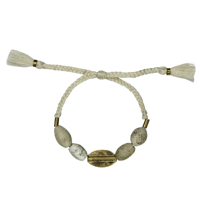 Bracelet Oval, White Beads