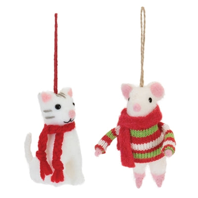 Cat and Mouse Ornament (S/2)