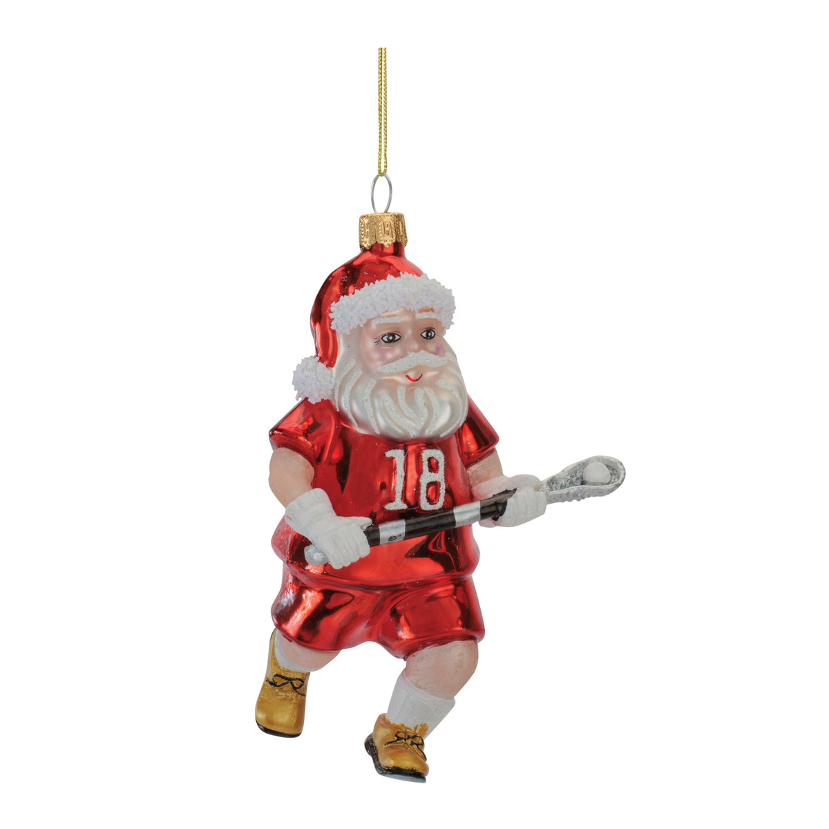 Lacrosse Santa Ornament