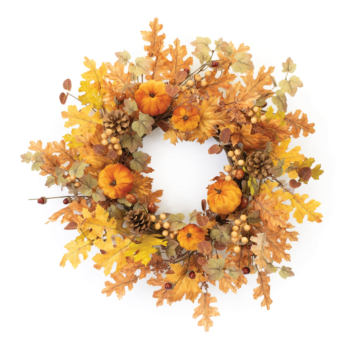 Pumpkin and Fall Leaf Wreath