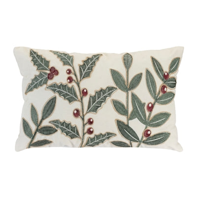 Holly and Mistletoe Pillow