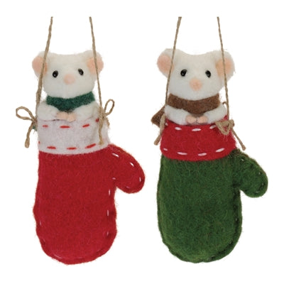 Mouse in Mitten Ornament (S/2)