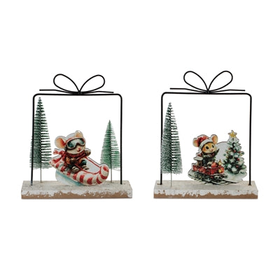 Mouse on Candy Cane and Train (S/2)