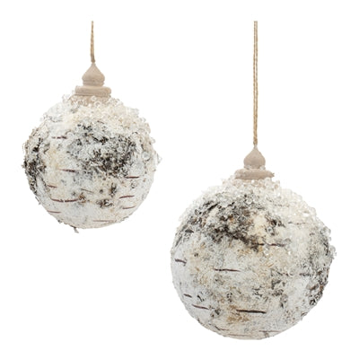 Faux Birch Ball Ornament (S/2)