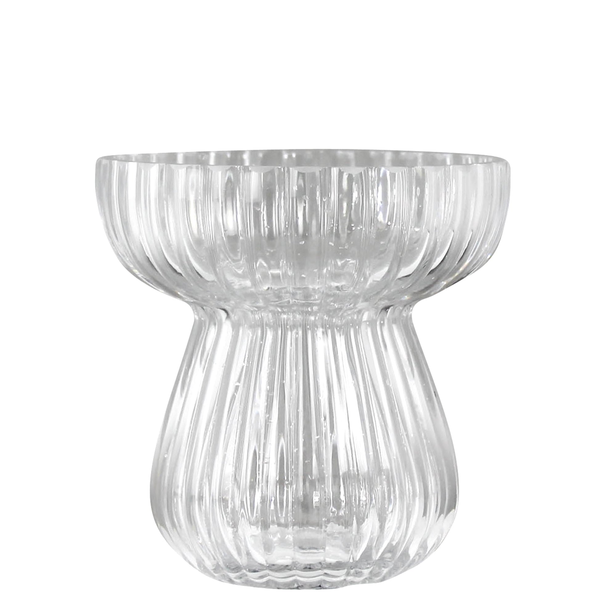 Ribbed Vase with Wide Neck, Glass