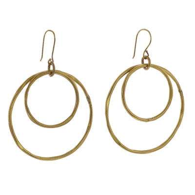 Gemini Earrings, Round, Lrg - Brass - Brass