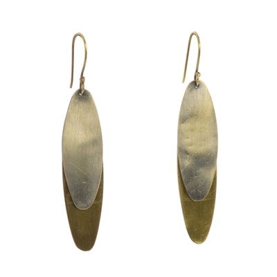 Halley Earrings - Oval & Silver - Brass & Silver